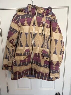 Burton Lavender Hooded Jacket with Navy Mountain Logo